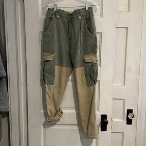 POL Two Tone Jeans - Khaki and Grayish Green